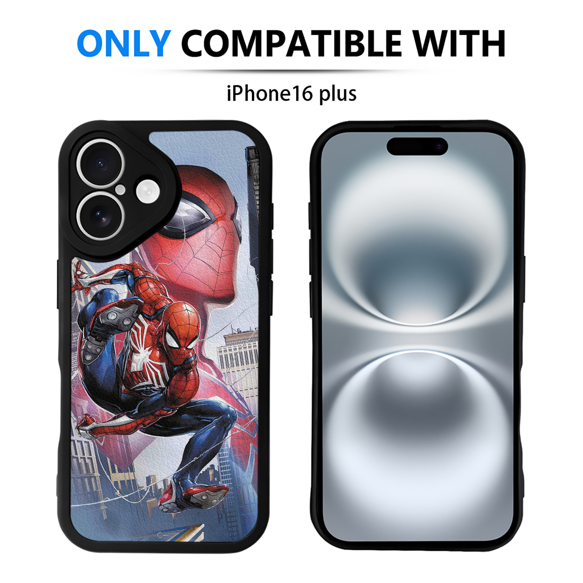 （画像用） Spider Man スパイダーマン 【iPhone 16シリーズ対応】シリコンスマホケース（レザー調） 材質：シリコン